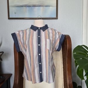 THML Blue and Multicolor Striped Top